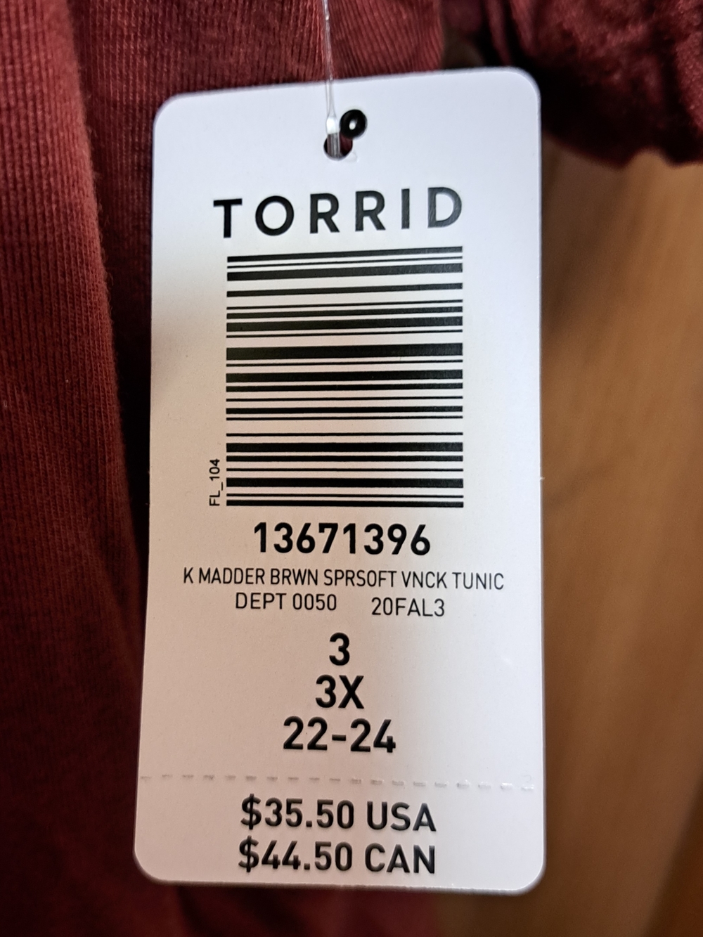 torrid Rust V-Neck Tunic Top - Picture 3 of 4
